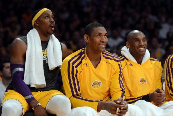 "Lakers sporting the 17-point win smile"